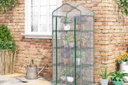 4 Tier Mini Greenhouse, Portable Small Green House with Roll-up Door, PE Cover, 70 x 50 x 160 cm, White