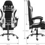 Gaming chair with massage function and footrest  aming Chair, Black/White, PU Leather, Ergonomic Office Chair, Adjustable Swivel Chair, Racing Gamer Chair with Armrest, Headrest, Lumbar Cushion, Footrest, Desk Chair Image 4