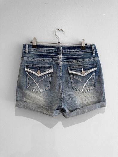 Pre Owned High-Waisted Mid-Wash Denim Shorts