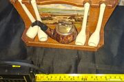 3 Clay Pipes a Pipe Lighter and Holder for sale as a lot Postage Available,