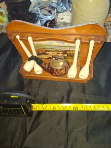 4 Clay Pipes a Pipe Lighter and Holder for sale as a lot Postage Available,