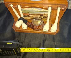 4 Clay Pipes a Pipe Lighter and Holder for sale as a lot Postage Available,