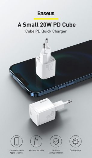 USB Type C Charger 20W Portable USB C Charger Support Type C PD Fast Charging For iPhone 12 Pro Max 11 Mini 8 Plus