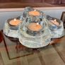 Vintage Heavy Glass Quadruple Tea Light Candle Holder Retro Home Decor Collectable Glass Image 3