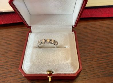 Platinum 5 Stone 1/2 Eternity Diamond  Ring .shared Claw Basket Setting . Diamond Certification And Current Valuation Available . Pm To Discuss Price