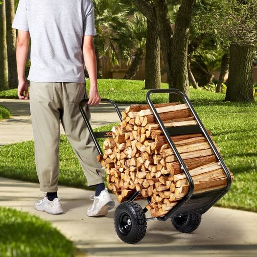 Firewood Log Cart with Pneumatic Wheels
