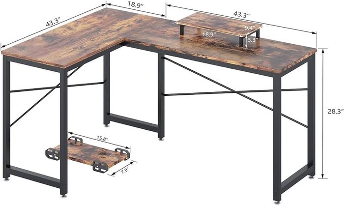 SALE | Computer Desk, L Shaped Desk with Large Desktop, Corner Gaming Desk with CPU & Monitor Stand PC Laptop Table Home Office Workstation