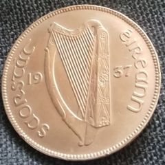 1937 Irish Free State One Penny. Beautifully Toned