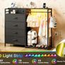 Chest of Drawers Bedroom with Hanging Rail, Built-in LED Lighting and Power Socket, Reversible 6-Drawer Design, Fabric Chest of Drawers for Bedrooms and Living Rooms, 110 x 30 x 106cm, Black Image 6