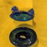 VINTAGE ASIAN COBALT Blue Glass Hen on a Nest Trinket Dish Image 3