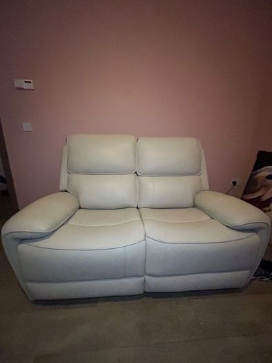 New 2&3 electric recliner sofa cream leather