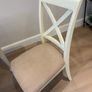 Extendible Wooden dining table & 4 fabric cushioned chairs Image 5