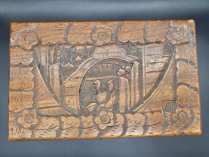 Antique Chinese Carved Wooden Large Box