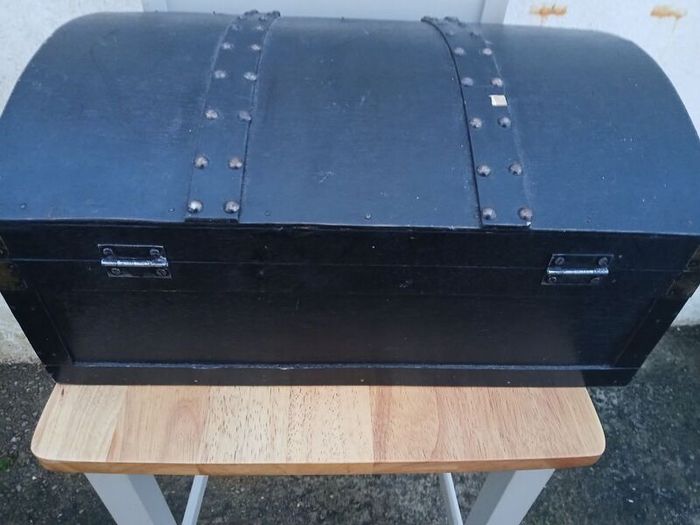 Vintage Black Wooden Chest