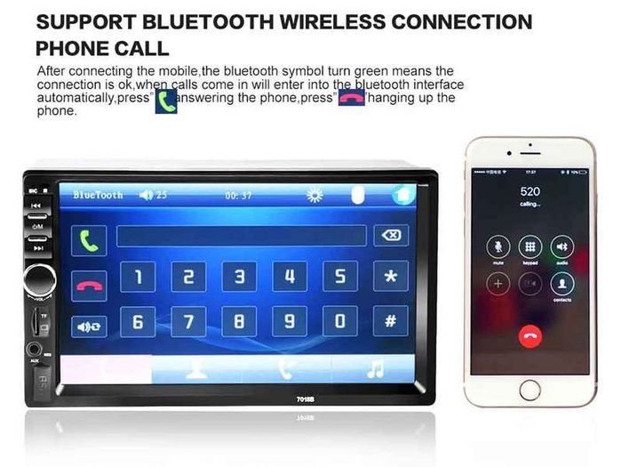 2 Din Car Video Player 7 inch Touch Screen Multimedia player MP5 Player USB FM Bluetooth With Rear View Camera