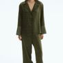 Fab H&M Green Print Satin Pyjama Style Oversized Shirt and Wide Leg Trousers Image 4