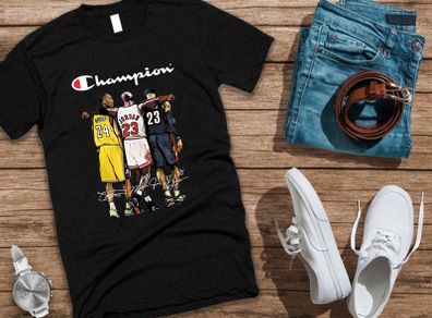 Champion Kobe Bryant Michel Jordan Lebron Legend Basketball T-Shirt