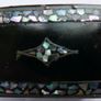 Mid 1800s Victorian Black Lacquer Papier Mache Abalone Inlay Snuff Box Image 8