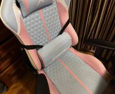 X Rocker Agility eSport gaming chair, Bubblegum (pink/blue/white), with neck and lumbar pillows