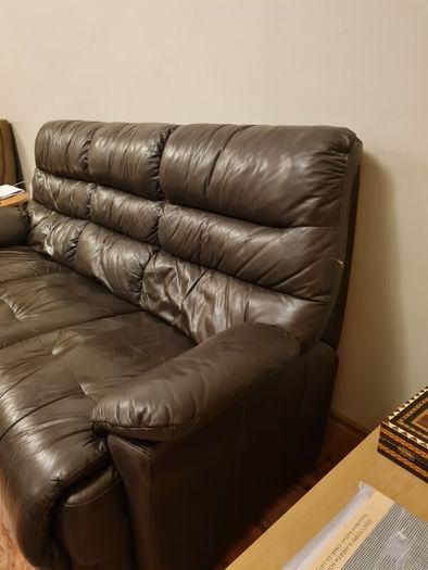 Brown leather couch