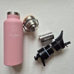 Bemaxx Active Flask Water Bottle 530ml Pink with 3 Lids and Tea Infuser