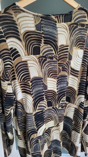 Marinello Abstract Beige Tones  long sleeve top Sz XL (Fit 12-16UK)  Bnwt Rrp 49.99