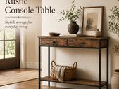 Console Table, Hallway Table, Side Table, Sofa Table with 2 Drawers, Steel Frame, Hallway, Living Room, Industrial Design, Vintage Brown/Black