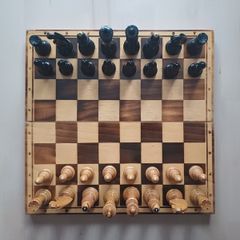 Quality Large Wooden Folding Chess Set 14x14 Inches Board Game
