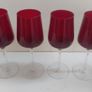 Fabulous Set of Four Hand Blown Ruby Red/Clear Stemmed Large Universal Shaped Wine Glasses in Excellent Condition Image 5