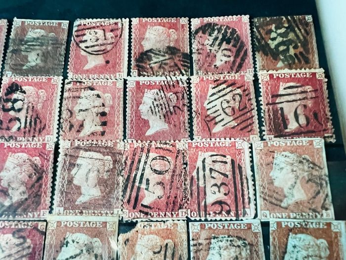 Great Britain 1841-1879 Queen Victoria 1d Penny red 46 stamps lot