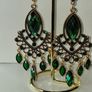 Gold Emerald Waterfall Bohemia Vintage Style Earrings Image 10