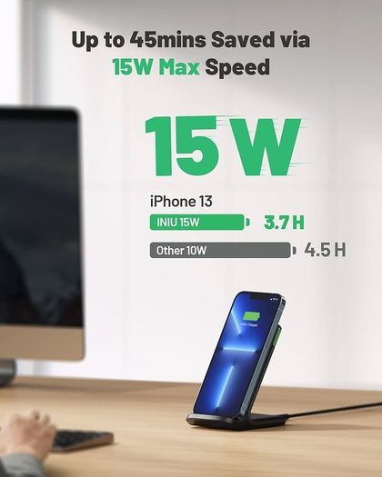 Wireless Charger 2-Pack, Qi-Certified 15W Fast Wireless Charger Stand with Sleep-friendly Adaptive Light Compatible with iPhone 13 12 11 Pro X 8 Plus Samsung Galaxy S21 S20 Note Huawei Xiaomi etc