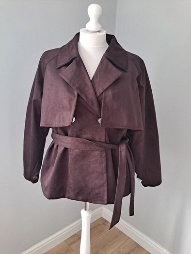 New 4th Arq chocolate brown suede effect Jacket size XL UK 16