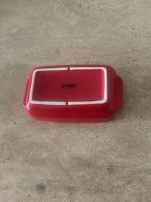 Vintage red pyrex oven dish