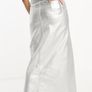 knee length silver skirt Image 2