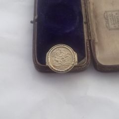 9ct st george gold medal in a ring  ring