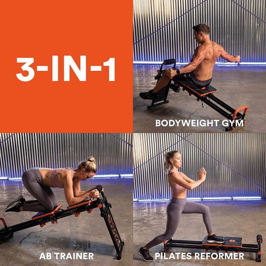 Fitness Equipment FITTGym FITT Gym MultiGym Home Workout Machine, Collapsible & Easy Assemble, Adjustable Positioning for Total Body, Orange, Large