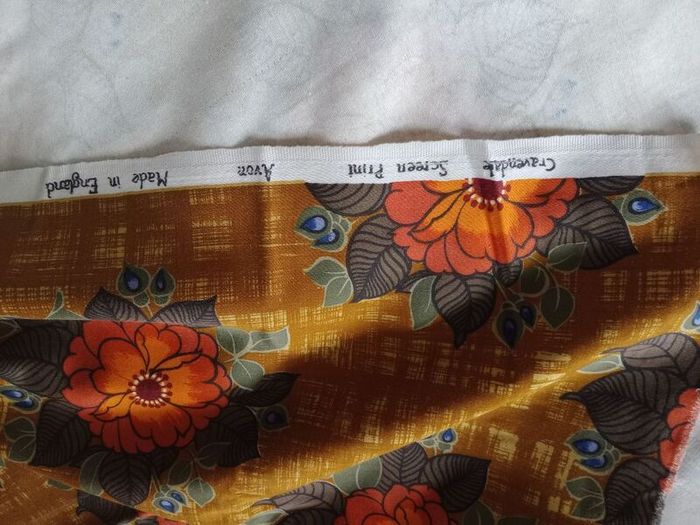 vintage fabric, screen printed fabric