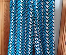 M&S Ladies Blue Printed wide leg trousers Size 10L includes post