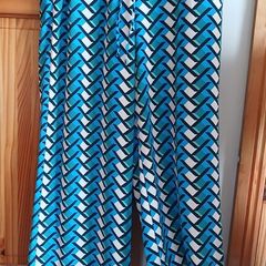 M&S Ladies Blue Printed wide leg trousers Size 10L includes post