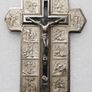 Vintage Wall Crucifix Featuring Embossed Plaques Depicting the 14 Stations of the Cross Image 9