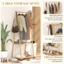 Bamboo Clothes Rack, with Shelves and Hooks - Natural Finish Image 4