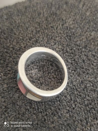 Vintage hand crafted mother of pearl 925 silver ring