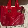 furla red leather grab bag Image 4