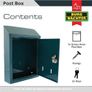 Avon Rear Entry Wall Mounted Galvanised Steel Lockable Weatherproof Post Box - Green - 21x30x7cm Image 2