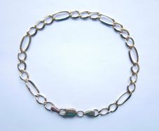 Vintage sold 9K Yellow Gold 375 Figaro Chain Bracelet length 9,2" - 6,5g