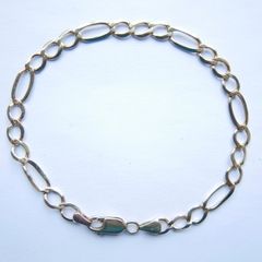 Vintage sold 9K Yellow Gold 375 Figaro Chain Bracelet length 9,2" - 6,5g