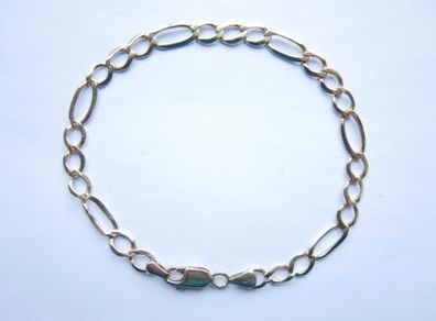 Vintage sold 9K Yellow Gold 375 Figaro Chain Bracelet length 9,2" - 6,5g