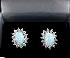 Stunning pair of Fire Opal Stud Earrings