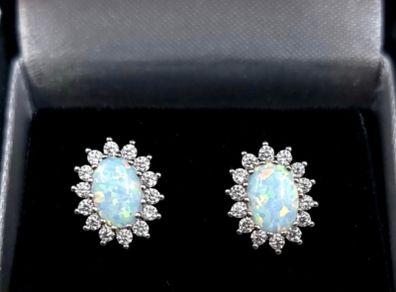 Stunning pair of Fire Opal Stud Earrings